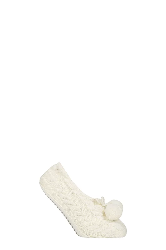 Women's 1 Pair Elle Cable Knit Moccasin Slipper Socks