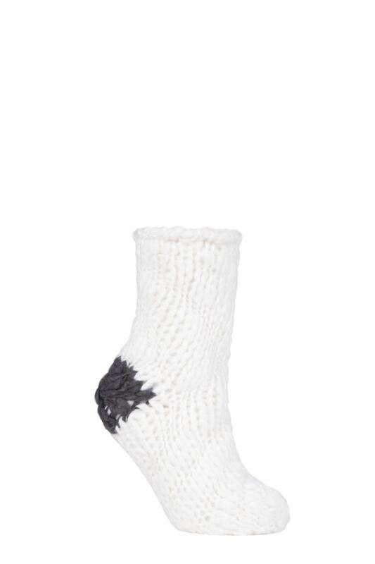 Women's 1 Pair Elle Soft Hand Knitted Slipper Socks