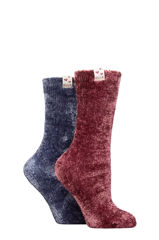 Women's 2 Pair Elle Chenille Leisure Socks Moonlight Blue 4-8