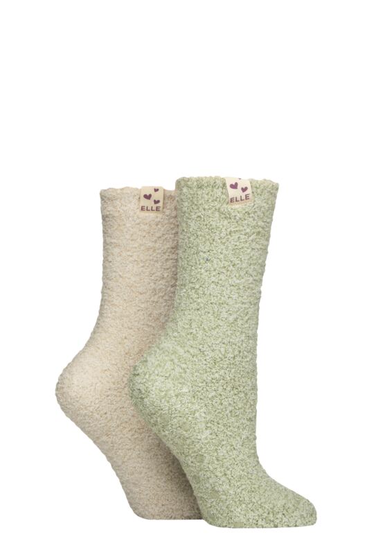 Women's 2 Pair Elle Cosy Bed & Slipper Socks Forager 4-8