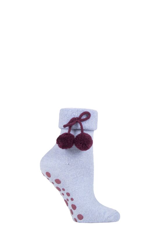 Women's 1 Pair Elle Wool Mix Slipper Socks with Pompoms