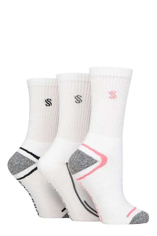 Women's 3 Pair SOCKSHOP Performance Sport Cushioned Crew Socks