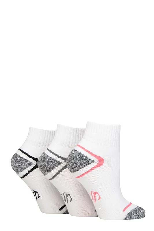 Women's 3 Pair SOCKSHOP Performance Sport Cushioned Ankle Socks