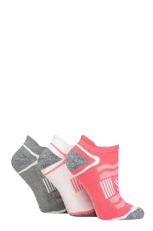 Women's 3 Pair SOCKSHOP Performance Sport Half Cushioned Tech Trainer Socks Mix 4-8
