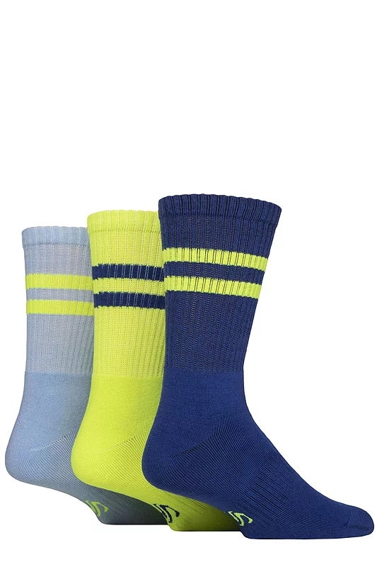 Mens 3 Pair SOCKSHOP Performance Leisure Socks Navy / Lime / Steel 7-11 Mens