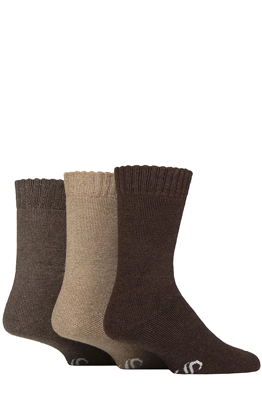 Mens 3 Pair SOCKSHOP Wool Blend Thermal Socks Black / Sand / Earth 6-11