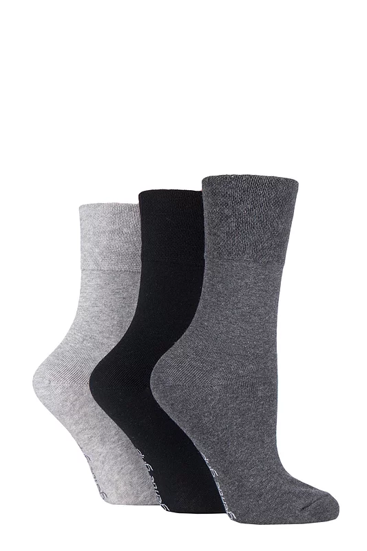 Kids 3 Pair Gentle Grip Plain Cotton Socks