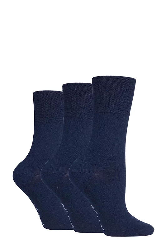 Women's 3 Pair Gentle Grip Plain Cotton Socks