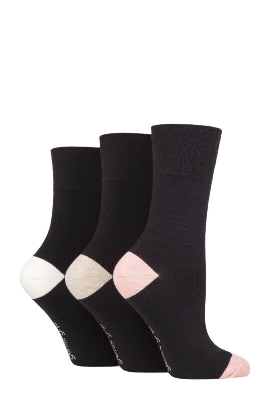 Women's 3 Pair Gentle Grip Cotton Patterned and Striped Socks