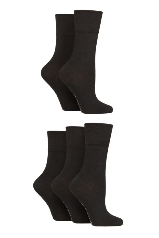 Women's 5 Pair SOCKSHOP Gentle Grip Dry Comfort Plain Socks