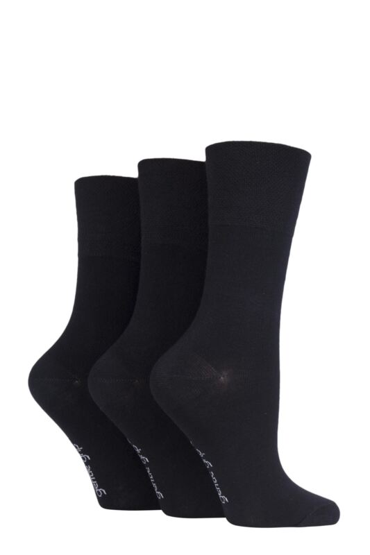 Women's 3 Pair Gentle Grip Plain Bamboo Socks