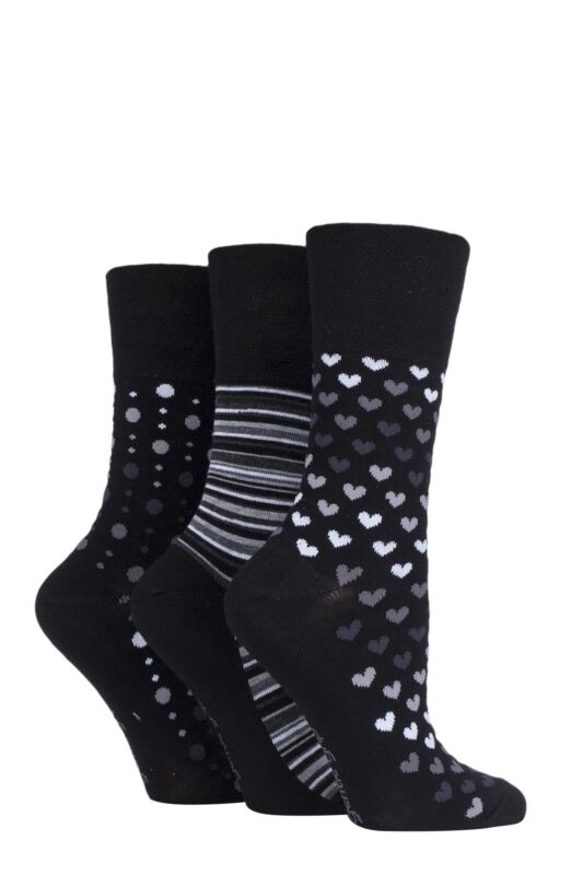 Women's 3 Pair Gentle Grip Patterned Bamboo Socks