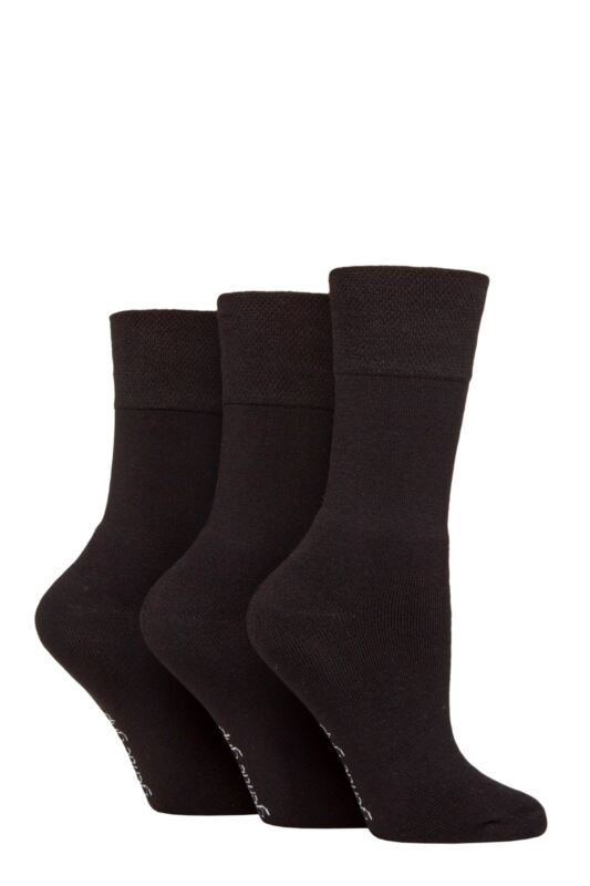 Women's 3 Pair SOCKSHOP Gentle Grip Bamboo Cushioned Foot Leisure Socks