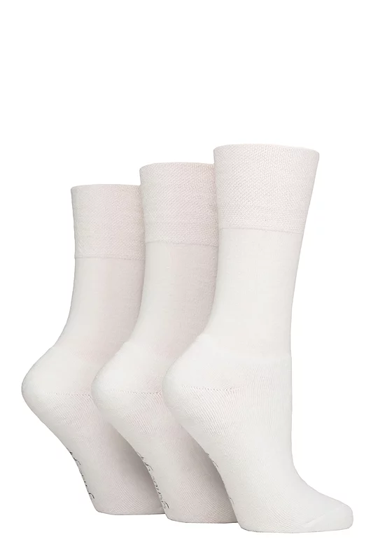 Women's 3 Pair SOCKSHOP Gentle Grip Cotton Cushioned Foot Sports Socks
