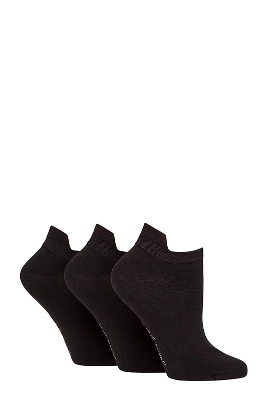 Women's 3 Pair SOCKSHOP Gentle Grip Cotton Trainer Socks with Comfort Lip