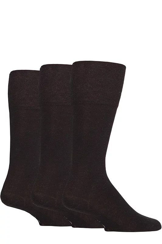 Men's 3 Pair SOCKSHOP Gentle Grip Cotton Knee High Socks