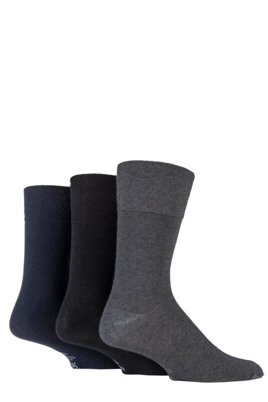 Mens 3 Pair Gentle Grip Plain Cotton Socks