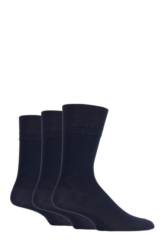 Mens 3 Pair Gentle Grip Plain Cotton Socks