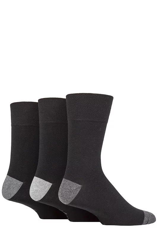 Mens 3 Pair Gentle Grip Cotton Argyle Patterned and Striped Socks