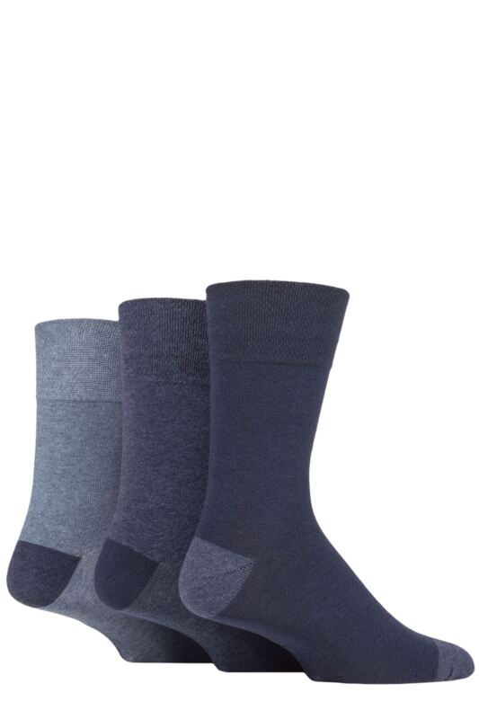 Mens 3 Pair Gentle Grip Cotton Argyle Patterned and Striped Socks