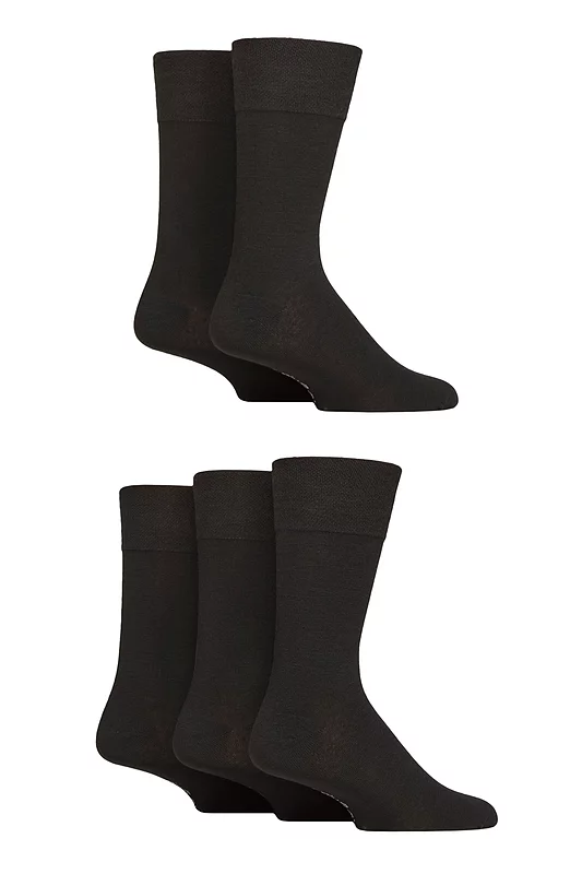 Mens 5 Pair SOCKSHOP Gentle Grip Dry Comfort Plain Socks