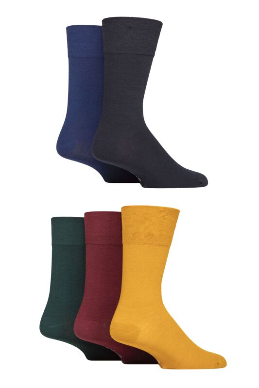 Mens 5 Pair SOCKSHOP Gentle Grip Dry Comfort Plain Socks