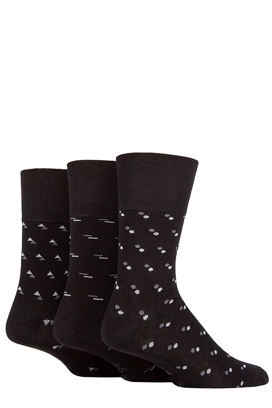 Mens 3 Pair Gentle Grip Patterned Bamboo Socks