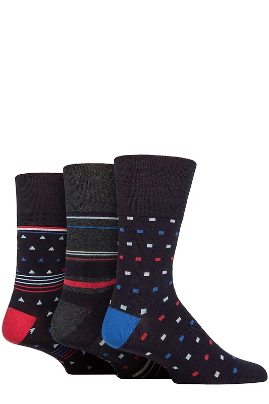 Mens 3 Pair Gentle Grip Patterned Bamboo Socks Chilli Pepper 6-11