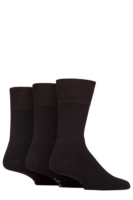 Mens 3 Pair SOCKSHOP Gentle Grip Bamboo Cushioned Foot Leisure Socks