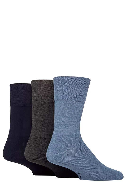 Mens 3 Pair SOCKSHOP Gentle Grip Bamboo Cushioned Foot Leisure Socks