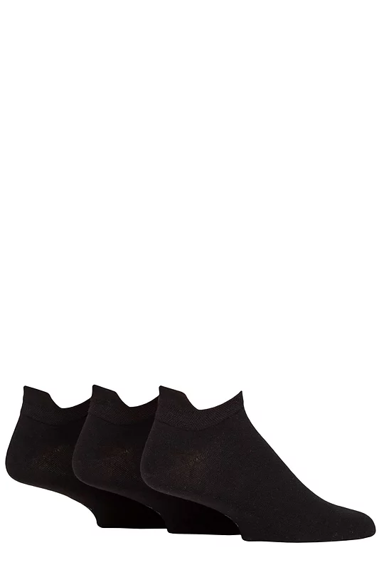 Mens 3 Pair SOCKSHOP Gentle Grip Cotton Trainer Socks with Comfort Lip