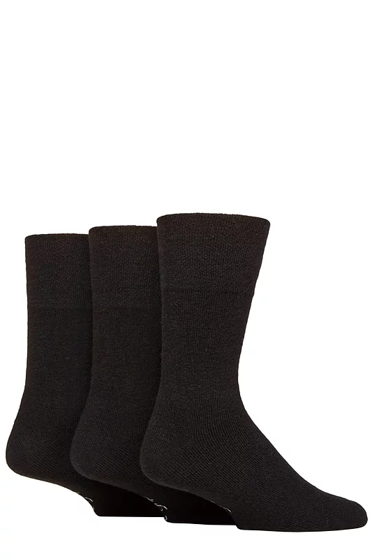 Mens 3 Pair SOCKSHOP Gentle Grip Wool Walker Cushioned Boot Socks