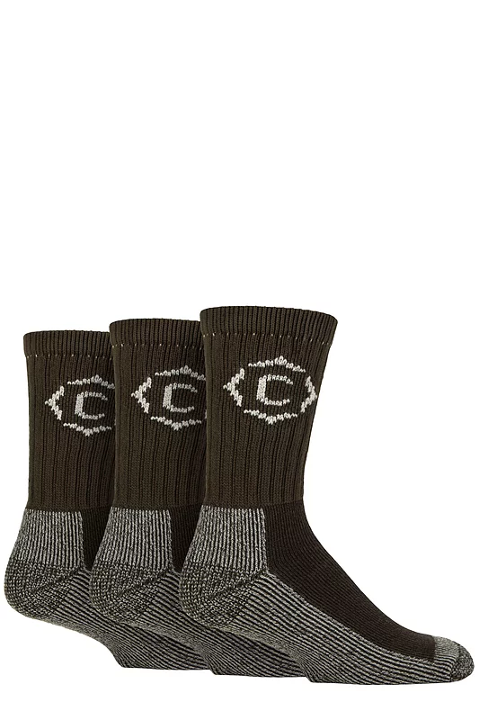 Mens 3 Pair Country Pursuit Gritstone Hiker Cotton Boot Socks