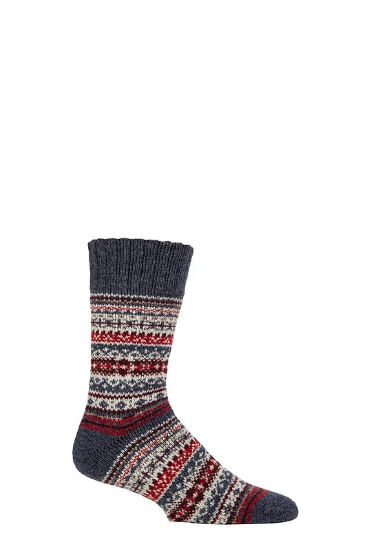 Mens 1 Pair Country Pursuit Hebrides Hiker Wool Boot Socks Denim 6-11