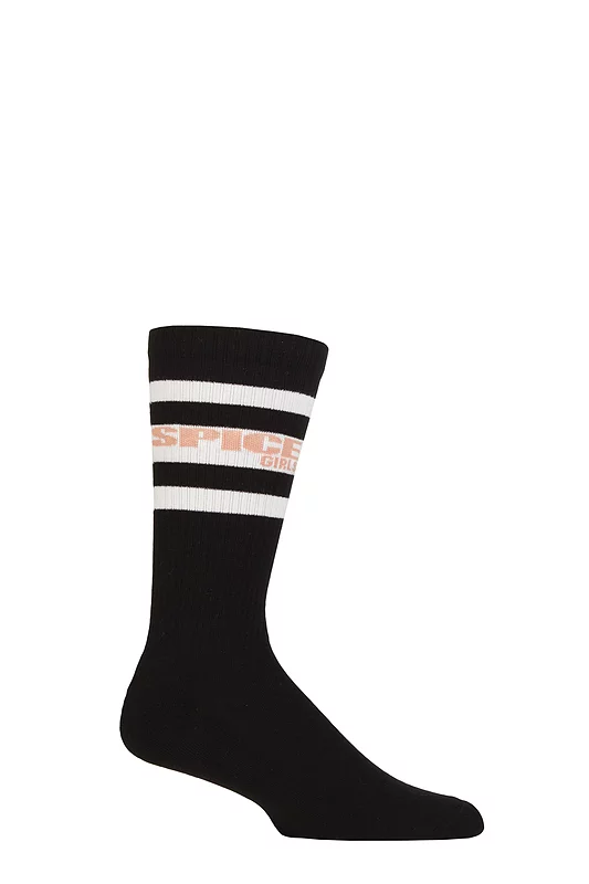 SOCKSHOP Music Collection 1 Pair The Spice Girls Cotton Socks Logo & Stripes One Size