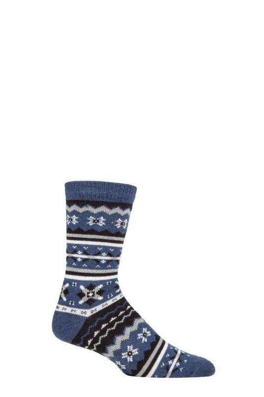 Mens 1 Pair Thought Hendry Fairisle Wool Socks