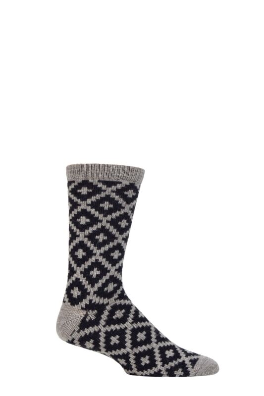 Mens 1 Pair Thought Grady Patterned Wool Socks