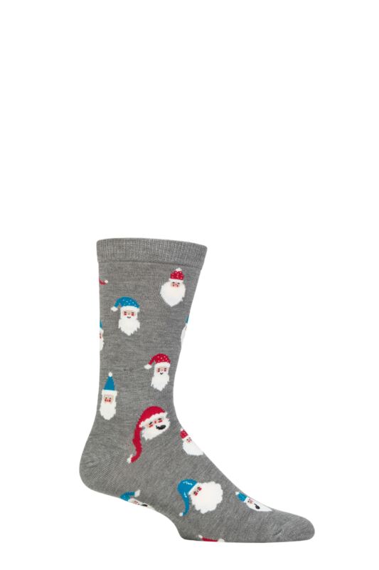 Mens 1 Pair Thought Alfredo Christmas Santa Bamboo Socks Grey Marle 7-11