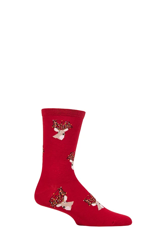 Mens 1 Pair Thought Celyn Christmas Stag Organic Cotton Socks