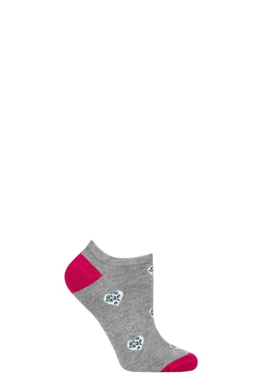 Women's 1 Pair Thought Lily Leopard Heart Bamboo and Organic Cotton Trainer Socks