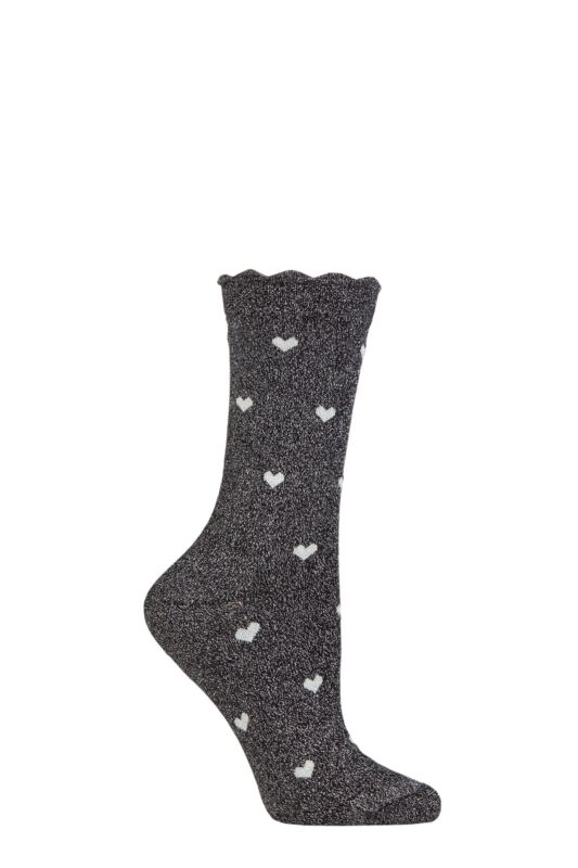 Women's 1 Pair Thought Crystelle Sparkle Heart Organic Cotton Socks