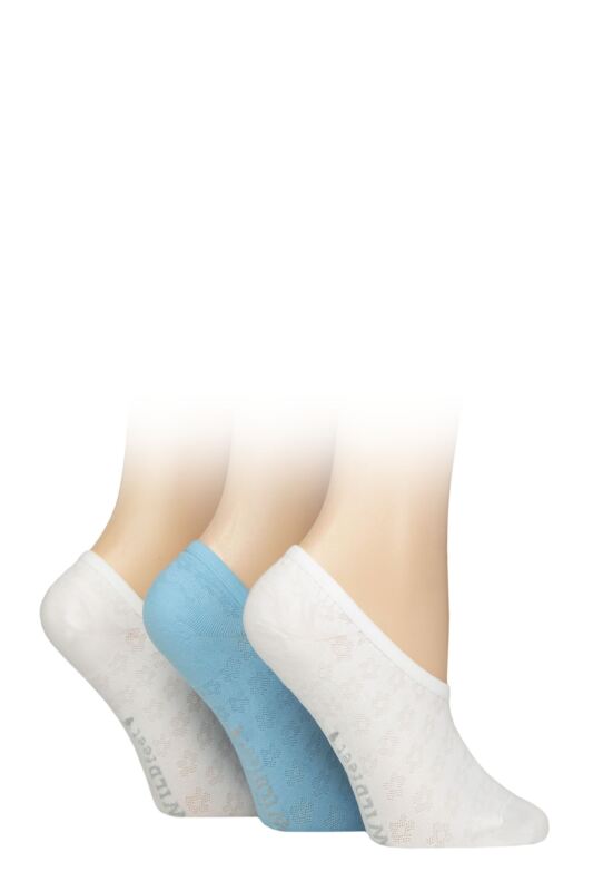 Women's 3 Pair SOCKSHOP Wildfeet Mesh Pattern Fashion Shoe Liner Socks