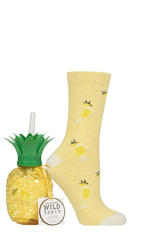 Women's 1 Pair SOCKSHOP Wildfeet 'Me Time' Gift Boxed Socks Pineapple 4-8