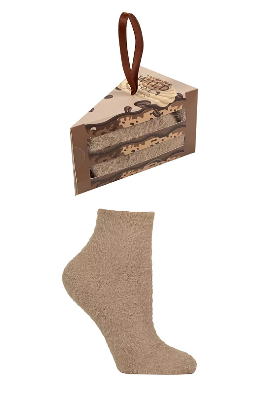 Women's 1 Pair SOCKSHOP Wildfeet 'Sweet Treats’ Gift Boxed Fluffy Cosy Socks Coffee Cake 4-8
