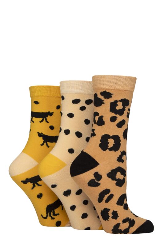 Women's 3 Pair SOCKSHOP Wildfeet Cotton Novelty Patterned Socks