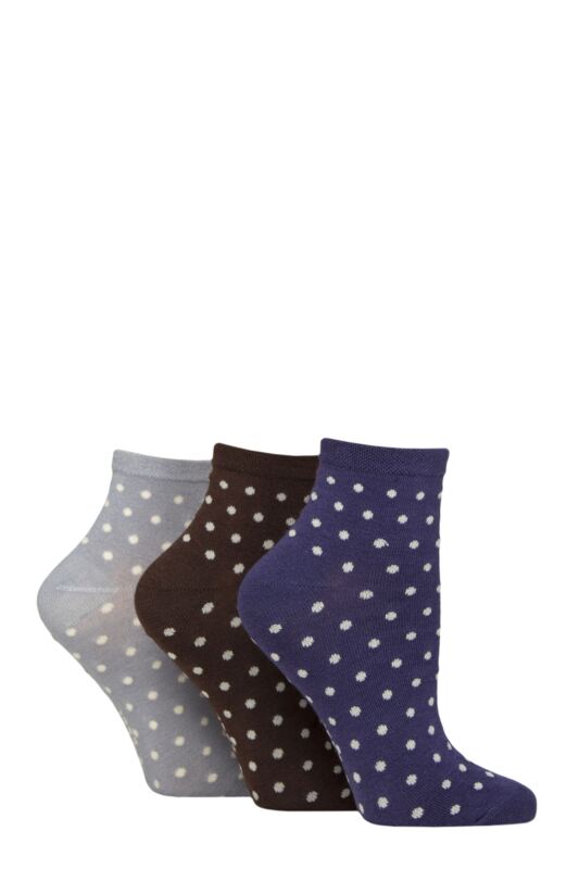 Women's 3 Pair Elle Patterned Bamboo Anklet Socks