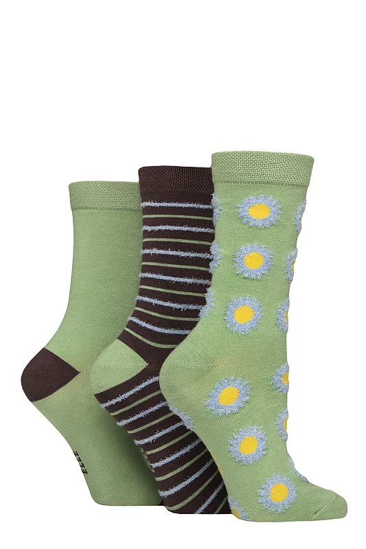 Women's 3 Pair Elle Spotty and Stripe Feather Bamboo Socks