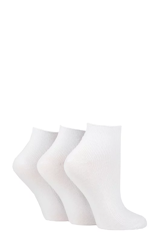 Women's 3 Pair Elle Ribbed Bamboo Ankle Socks