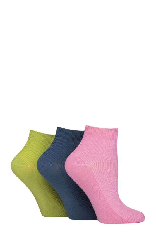 Women's 3 Pair Elle Ribbed Bamboo Ankle Socks