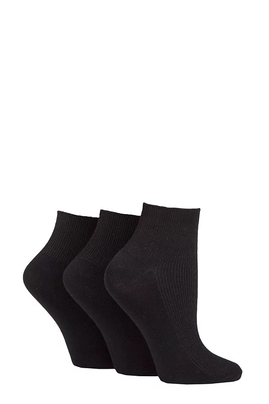 Women's 3 Pair Elle Ribbed Bamboo Ankle Socks